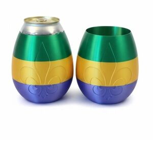 12 OZ MARDI GRAS FLEUR DE LIS PARADE NEW ORLEANS DRINK KOOZIE COOLER